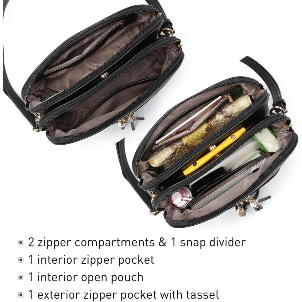 Women Tassel Zipper Pocket Crossbody Bag Shoulder Purse Fashion Travel Bag with - Picture 5 of 5